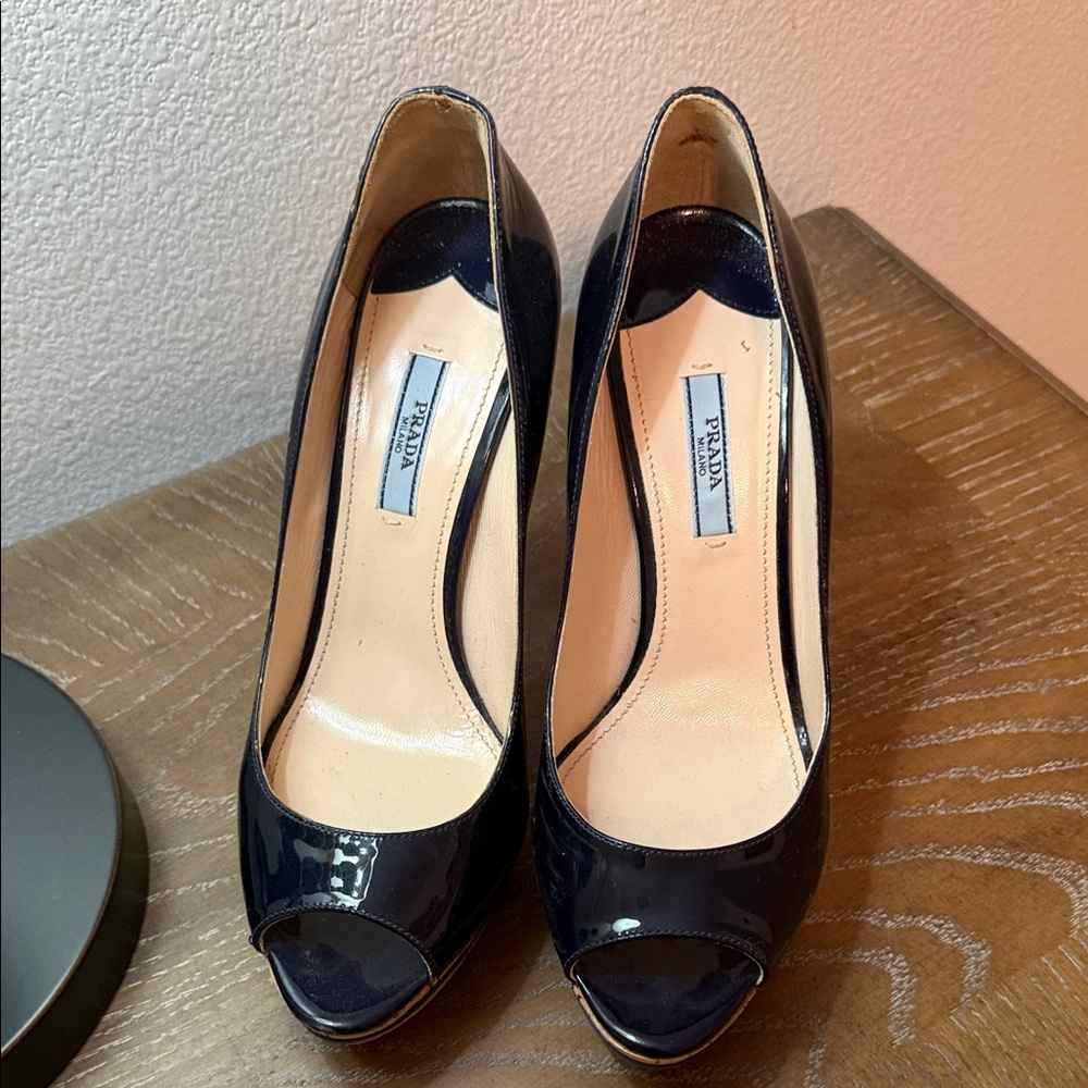 Prada Women's Elegant Black Peep-Toe Heels